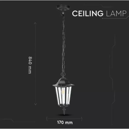 Outdoor chandelier on a chain 1xE27/40W/230V IP44 black