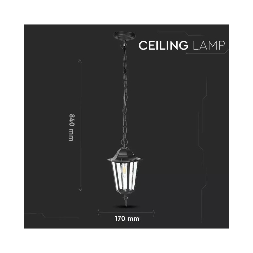 Outdoor chandelier on a chain 1xE27/40W/230V IP44 black