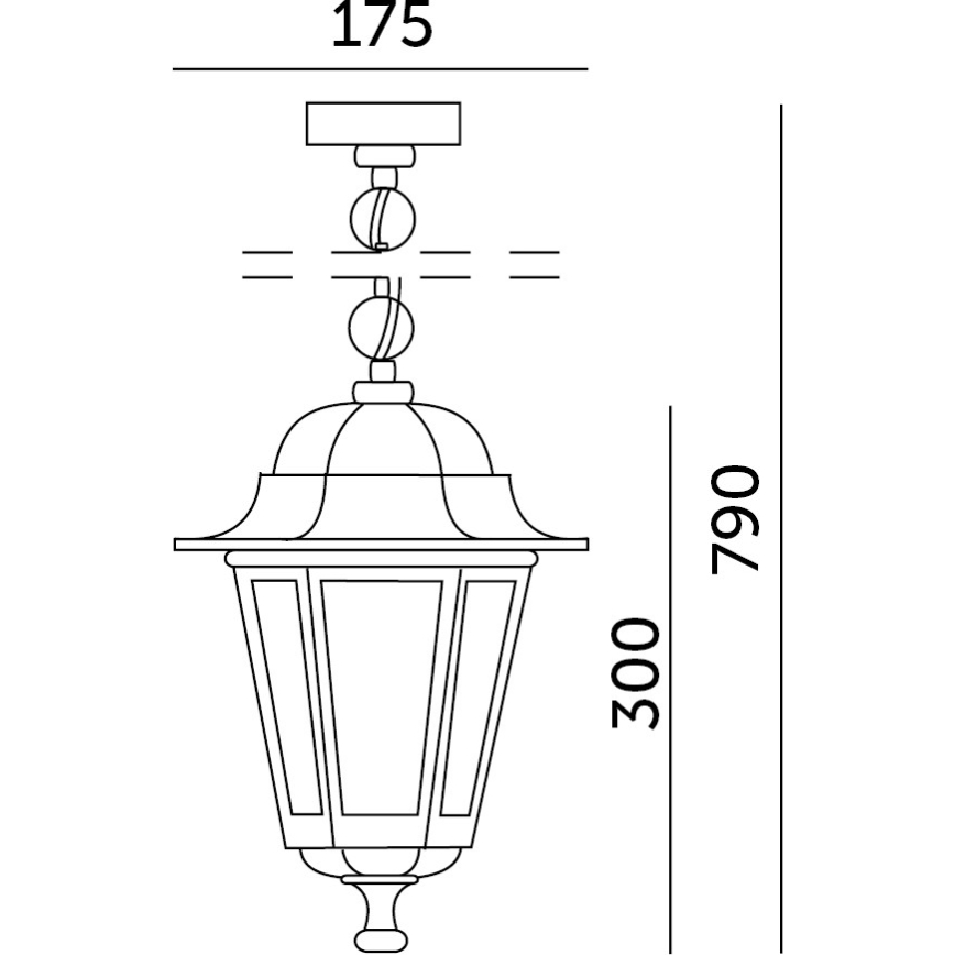 Outdoor chandelier on a chain 1xE27/60W/230V black