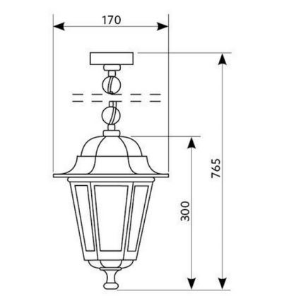 Outdoor chandelier on a chain 1xE27/60W/230V golden IP44