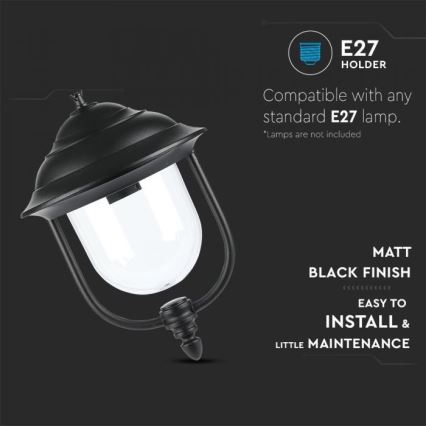Outdoor chandelier on a chain 1xE27/60W/230V IP44 black