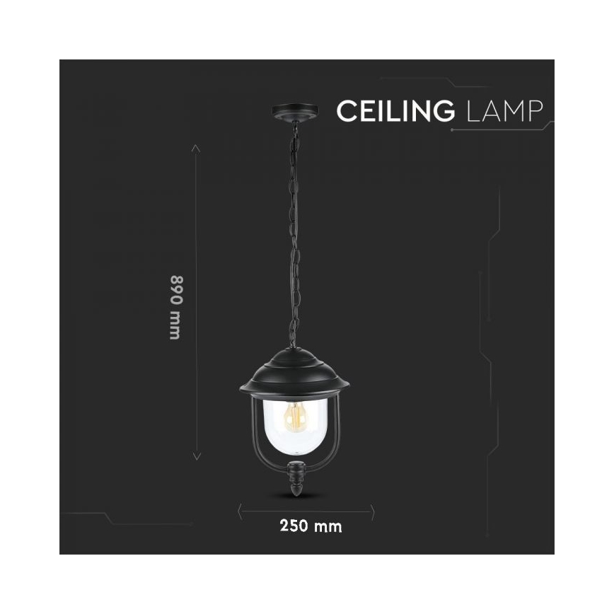 Outdoor chandelier on a chain 1xE27/60W/230V IP44 black