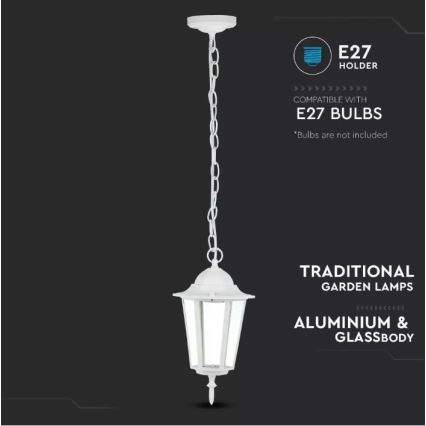 Outdoor chandelier on a chain 1xE27/60W/230V IP44 white
