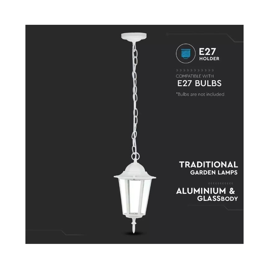 Outdoor chandelier on a chain 1xE27/60W/230V IP44 white