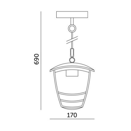 Outdoor chandelier on a chain TEVIO 1xE27/60W/230V IP54 black