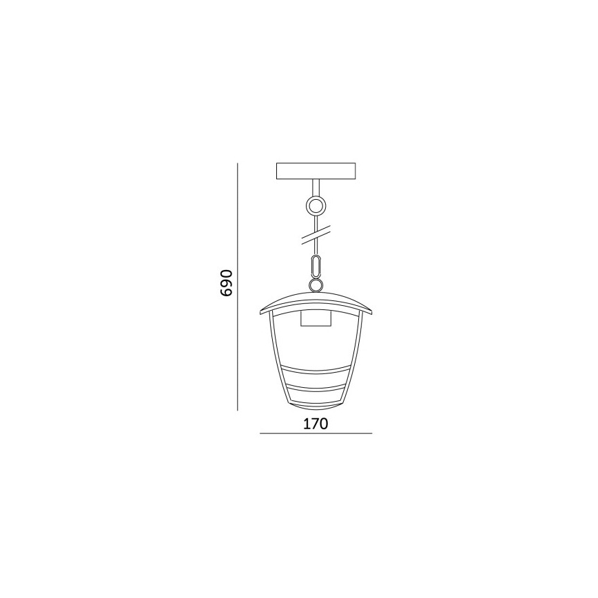 Outdoor chandelier on a chain TEVIO 1xE27/60W/230V IP54 black