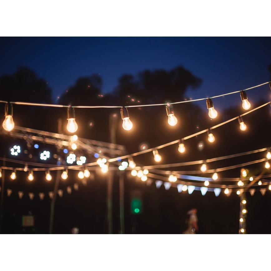 Outdoor decorative chain GARLAND 12 m 10xE27/15W/230V IP44