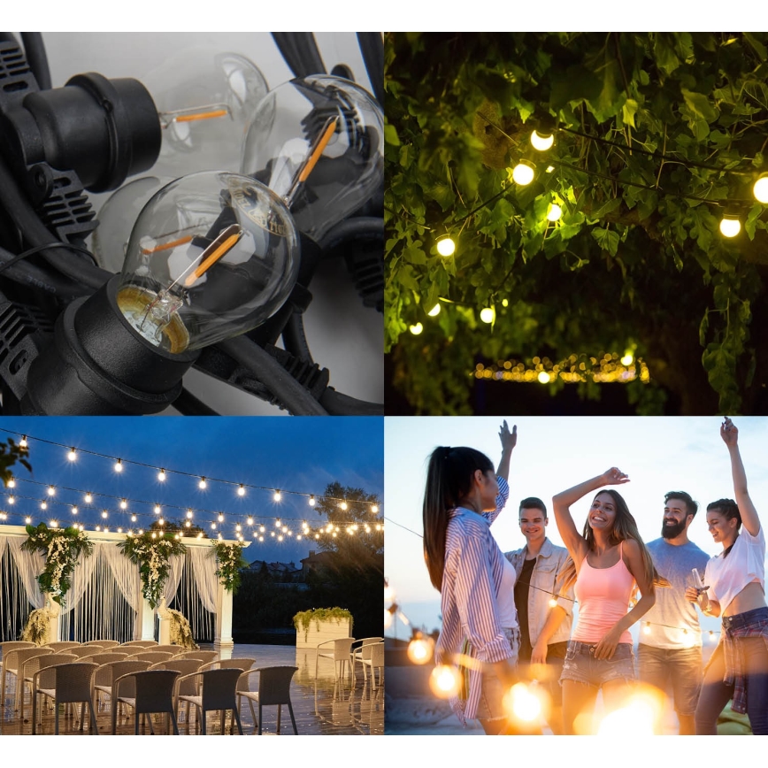 Outdoor decorative chain MIMOSA 10xE27/1,3W/230V IP44 10 m
