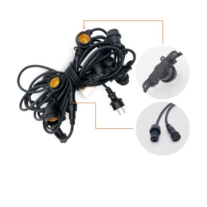 Outdoor decorative chain MIMOSA 10xE27/1,3W/230V IP44 10 m