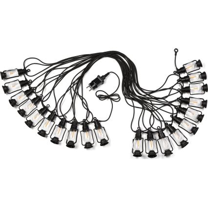 Outdoor decorative string lights GIRLANDA 20× LED, 20 m, IP44, Warm White