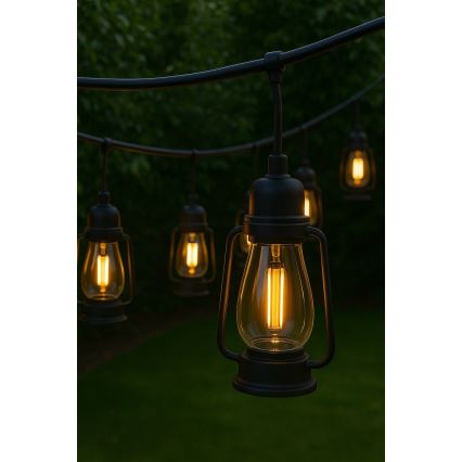 Outdoor decorative string lights GIRLANDA 20× LED, 20 m, IP44, Warm White