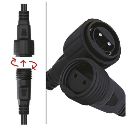 Outdoor extension cable for connecting chains, 10 m, IP44, black