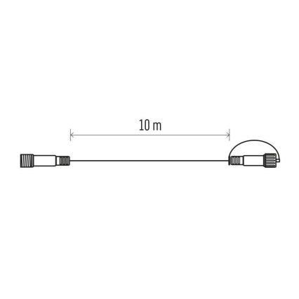 Outdoor extension cable for connecting chains, 10 m, IP44, black