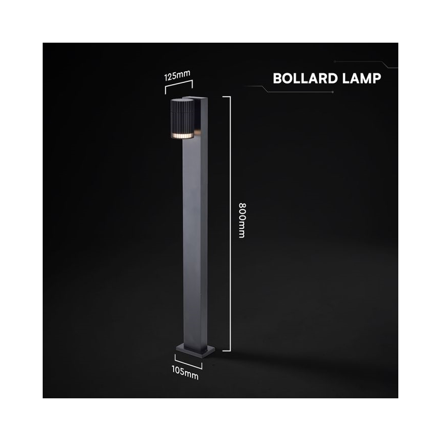 Outdoor lamp 1x GU10, 10W, 230V, IP44, 80 cm, black