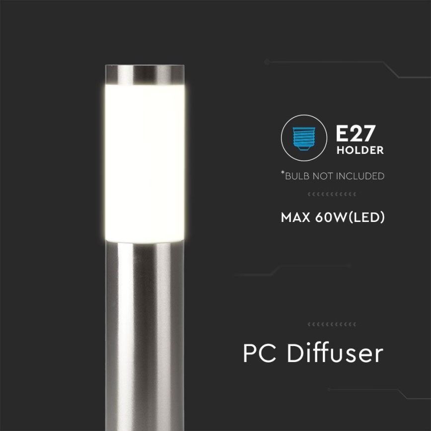 Outdoor lamp 1xE27/60W/230V IP44 110cm matte chrome