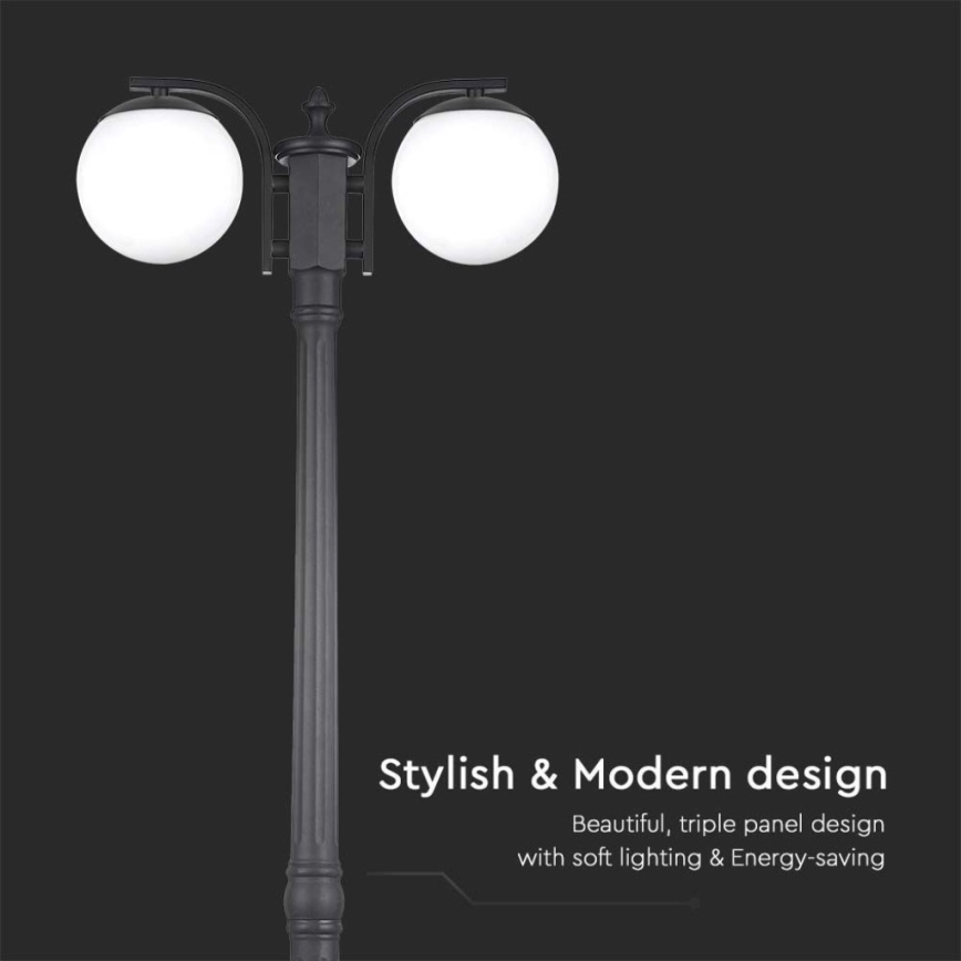 Outdoor lamp 2xE27/60W/230V IP44 199 cm black