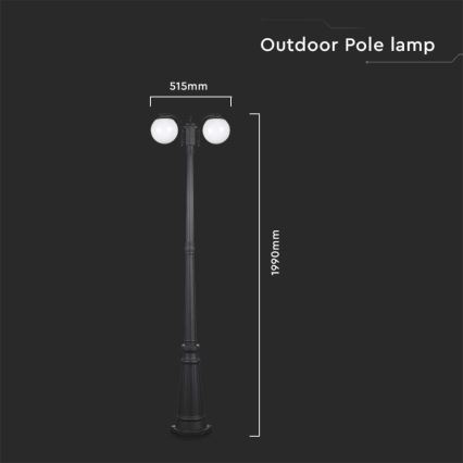 Outdoor lamp 2xE27/60W/230V IP44 199 cm black