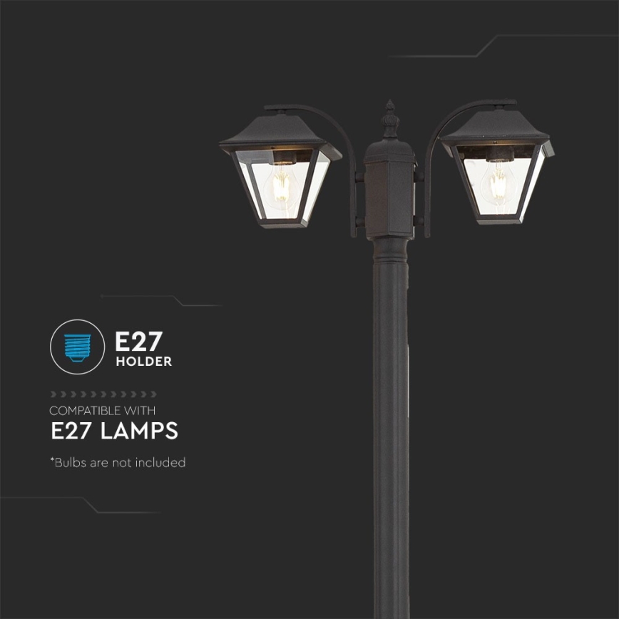 Outdoor lamp 2xE27/60W/230V IP44 232 cm black