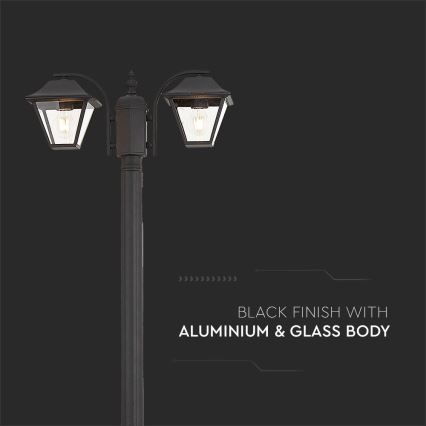 Outdoor lamp 2xE27/60W/230V IP44 232 cm black