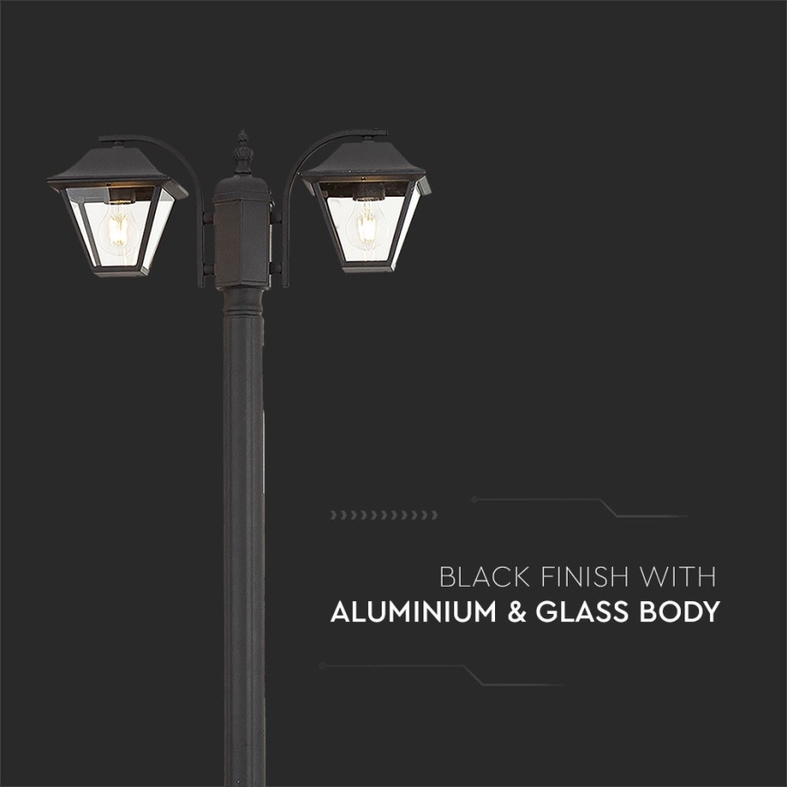 Outdoor lamp 2xE27/60W/230V IP44 232 cm black