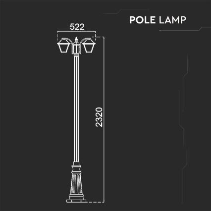 Outdoor lamp 2xE27/60W/230V IP44 232 cm black