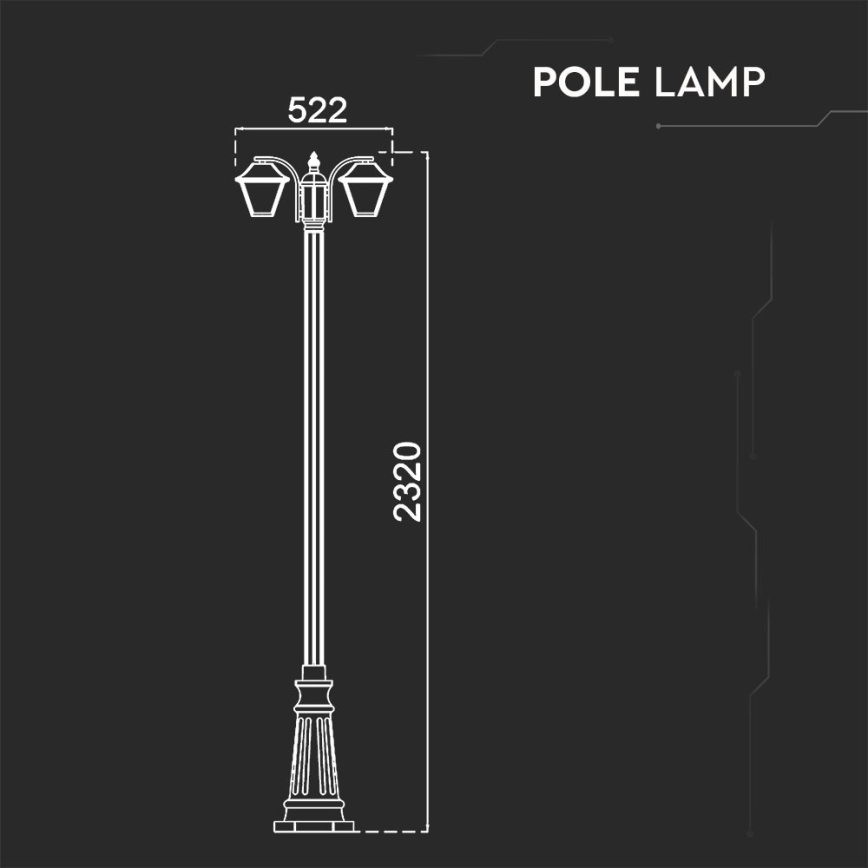 Outdoor lamp 2xE27/60W/230V IP44 232 cm black