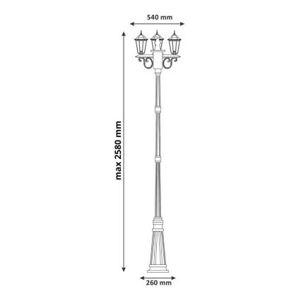 Outdoor lamp 3xE27/20W/230V IP43 2,58 m black