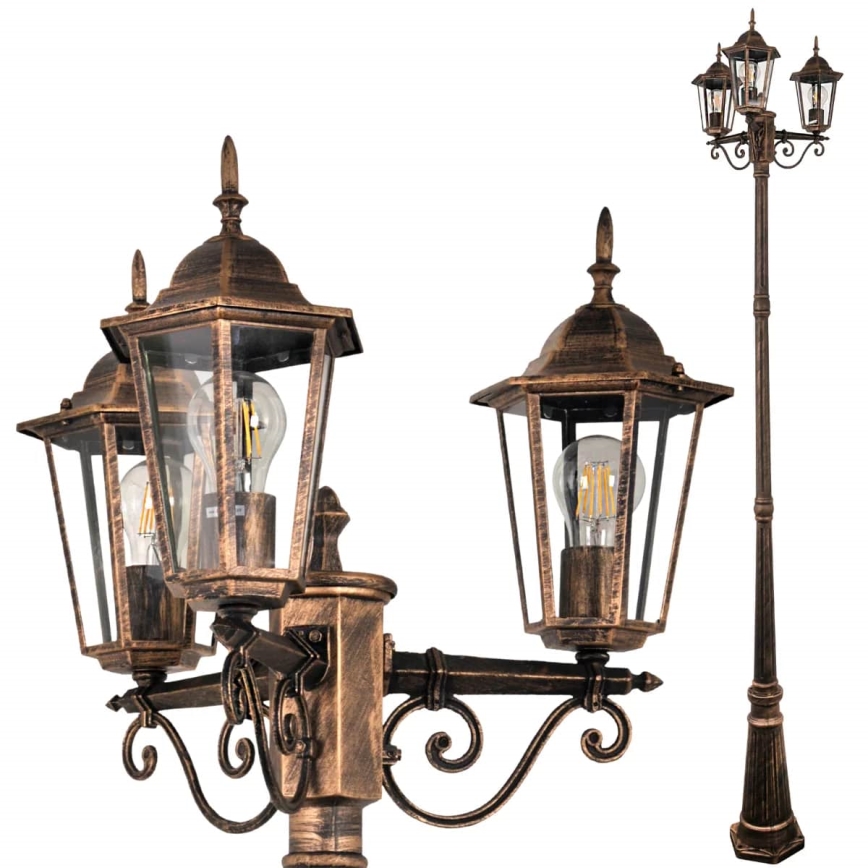Outdoor lamp 3xE27/20W/230V IP43 2,58 m patina