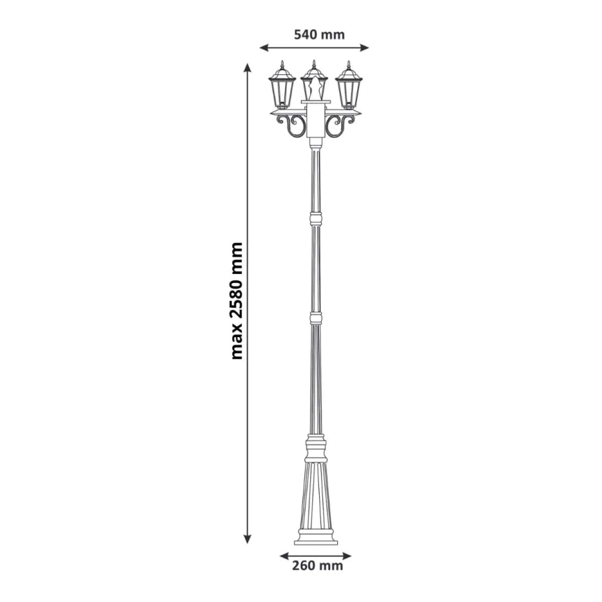Outdoor lamp 3xE27/20W/230V IP43 2,58 m patina