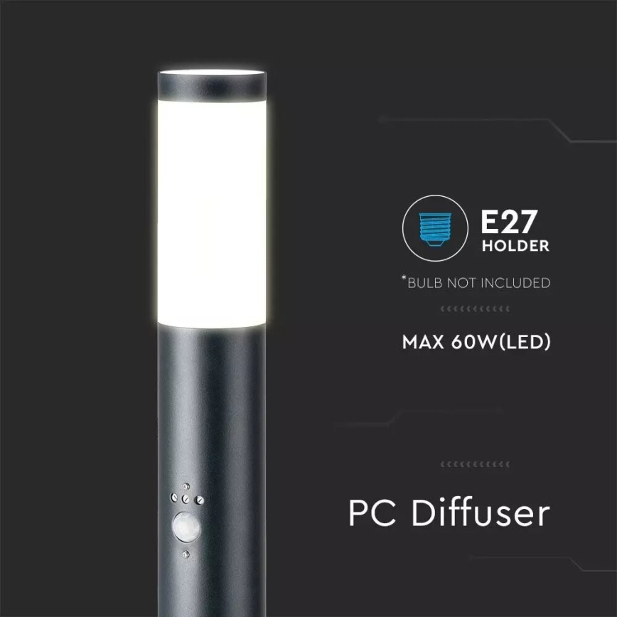 Outdoor lamp with a sensor 1xE27/60W/230V IP44 110cm anthracite