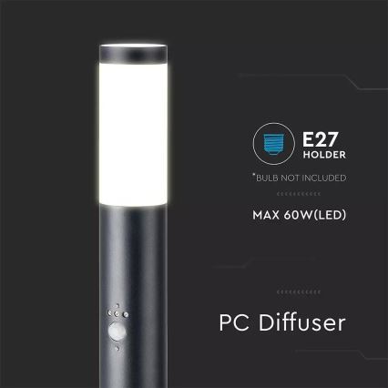 Outdoor lamp with a sensor 1xE27/60W/230V IP44 110cm black