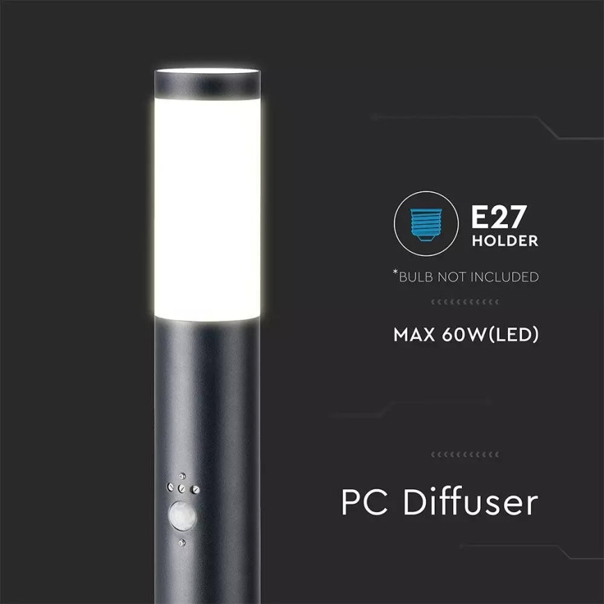 Outdoor lamp with a sensor 1xE27/60W/230V IP44 110cm black