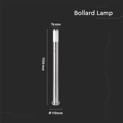 Outdoor lamp with a sensor 1xE27/60W/230V IP44 110cm matte chrome