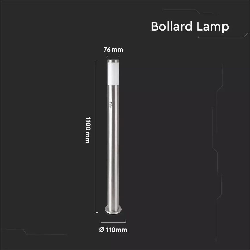Outdoor lamp with a sensor 1xE27/60W/230V IP44 110cm matte chrome