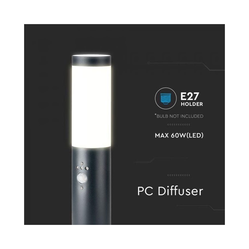 Outdoor lamp with a sensor 1xE27/60W/230V IP44 45cm anthracite