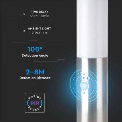 Outdoor lamp with a sensor 1xE27/60W/230V IP44 45cm matte chrome