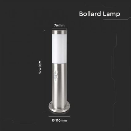 Outdoor lamp with a sensor 1xE27/60W/230V IP44 45cm matte chrome