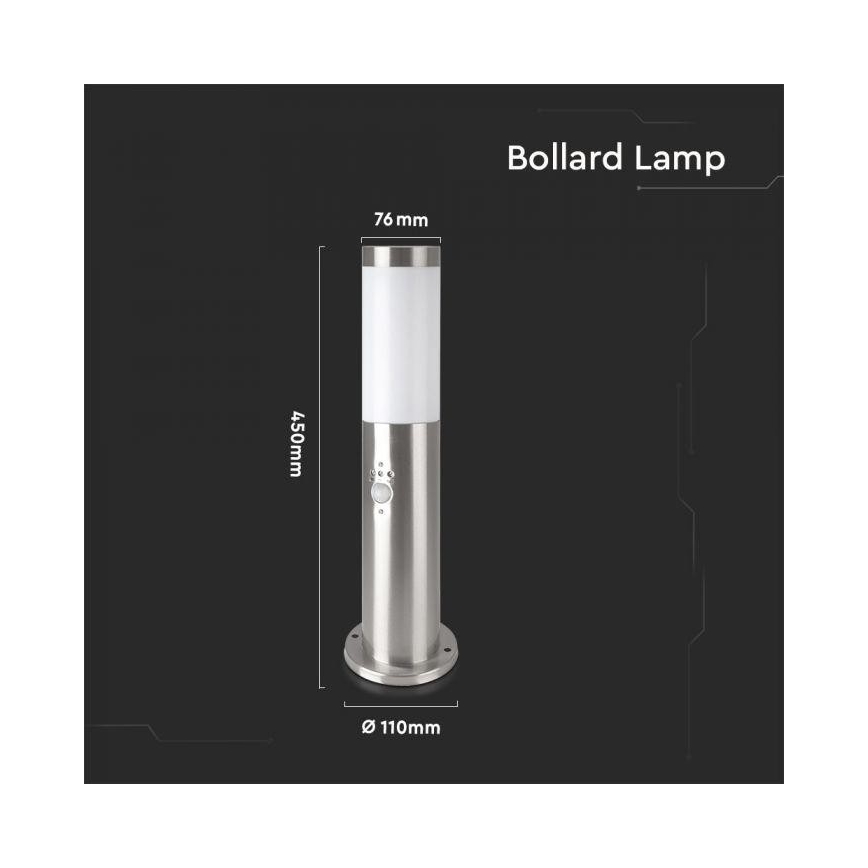 Outdoor lamp with a sensor 1xE27/60W/230V IP44 45cm matte chrome