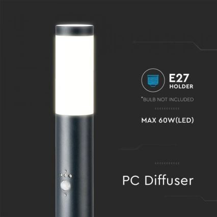 Outdoor lamp with a sensor 1xE27/60W/230V IP44 80cm anthracite