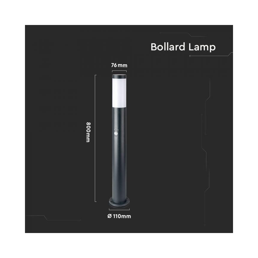 Outdoor lamp with a sensor 1xE27/60W/230V IP44 80cm anthracite