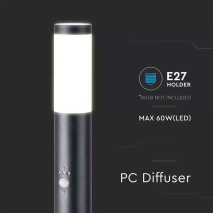 Outdoor lamp with a sensor 1xE27/60W/230V IP44 80cm black