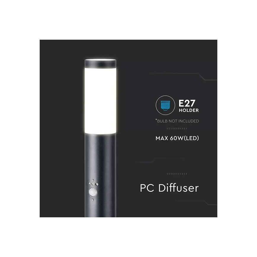 Outdoor lamp with a sensor 1xE27/60W/230V IP44 80cm black