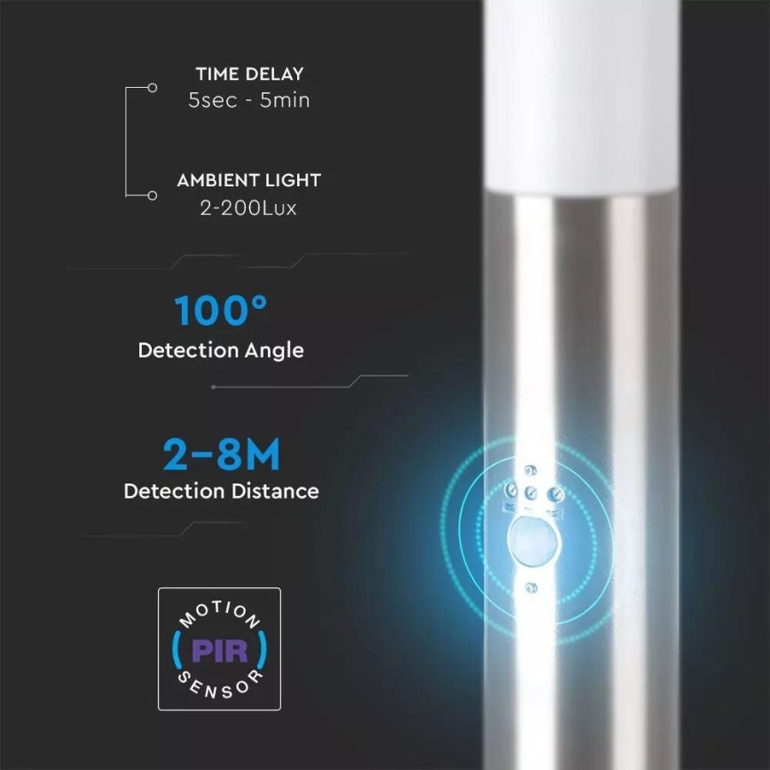 Outdoor lamp with a sensor 1xE27/60W/230V IP44 80cm matte chrome