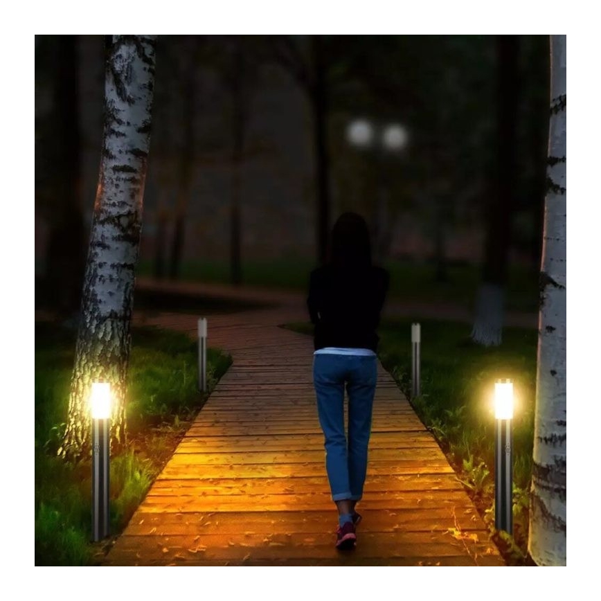 Outdoor lamp with a sensor 1xE27/60W/230V IP44 80cm matte chrome