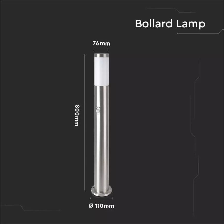 Outdoor lamp with a sensor 1xE27/60W/230V IP44 80cm matte chrome