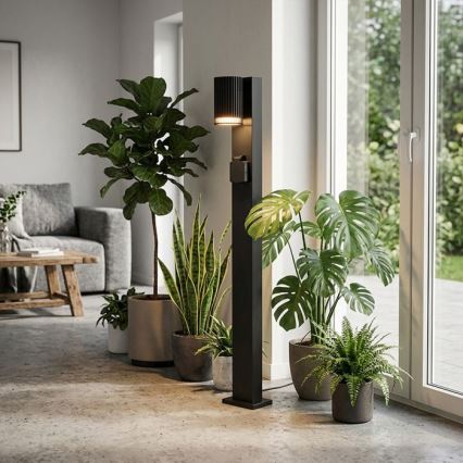 Outdoor lamp with SCHUKO socket 1xGU10/10W/230V IP44 80 cm black