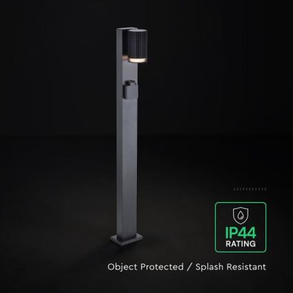 Outdoor lamp with SCHUKO socket 1xGU10/10W/230V IP44 80 cm black