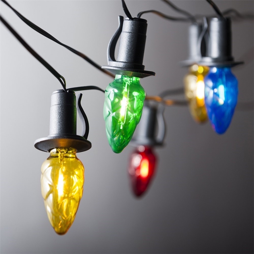 LED outdoor extension string CONE FILAMENT 20xE10 14m multicolour/warm white IP44, Made in the Czech Republic