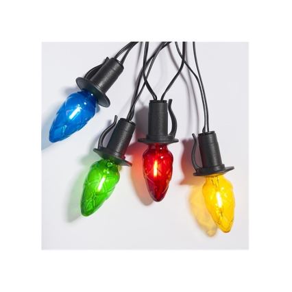 LED outdoor extension string CONE FILAMENT 20xE10 14m multicolour/warm white IP44, Made in the Czech Republic