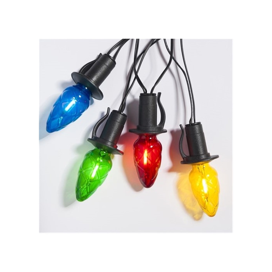 LED outdoor extension string CONE FILAMENT 20xE10 14m multicolour/warm white IP44, Made in the Czech Republic